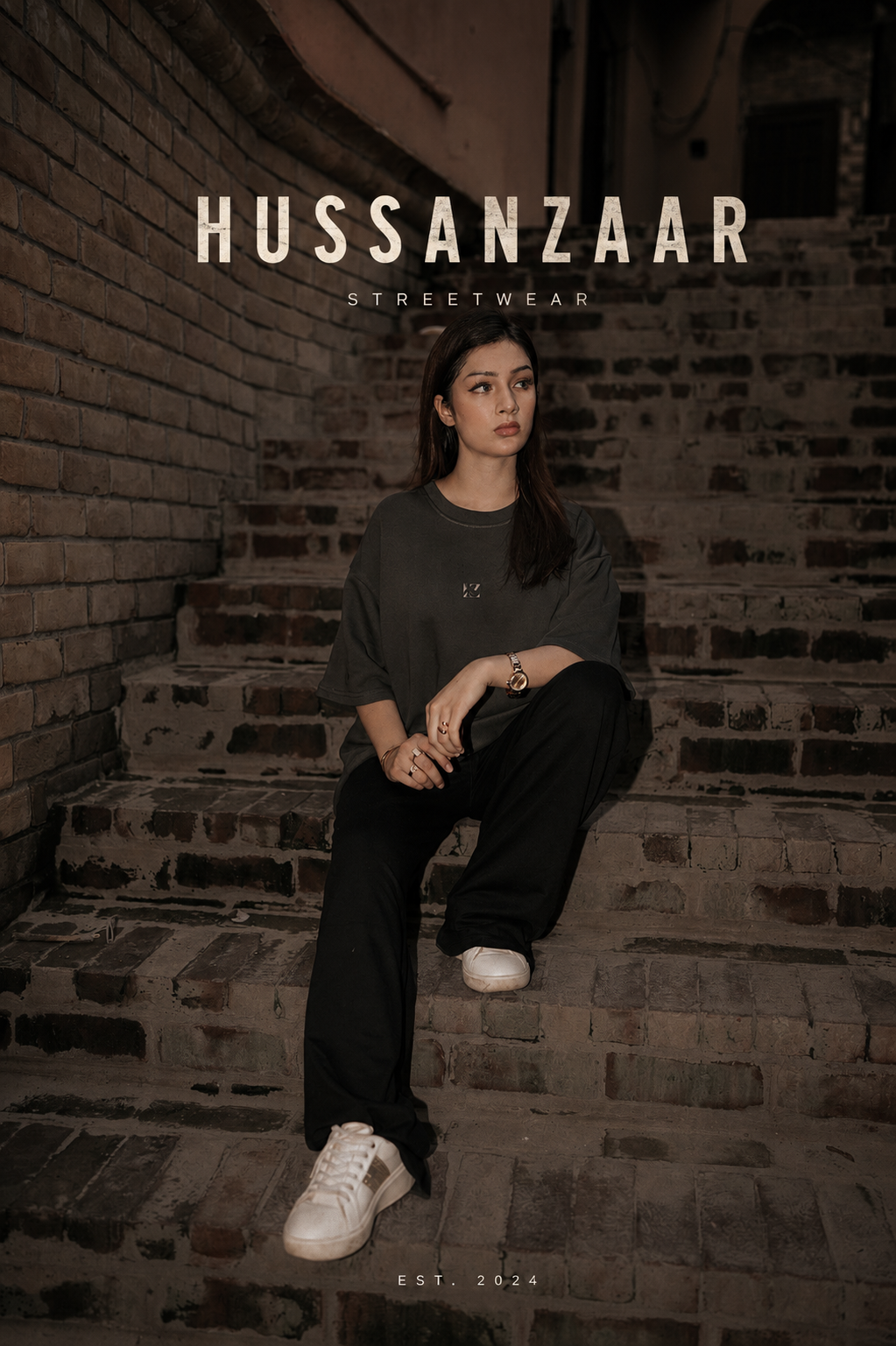 HussanZaar Essential Oversized T-Shirt – Charcoal Black
