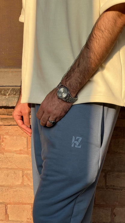 Hussanzaar Wide-Leg Essential Trouser – Steel Blue