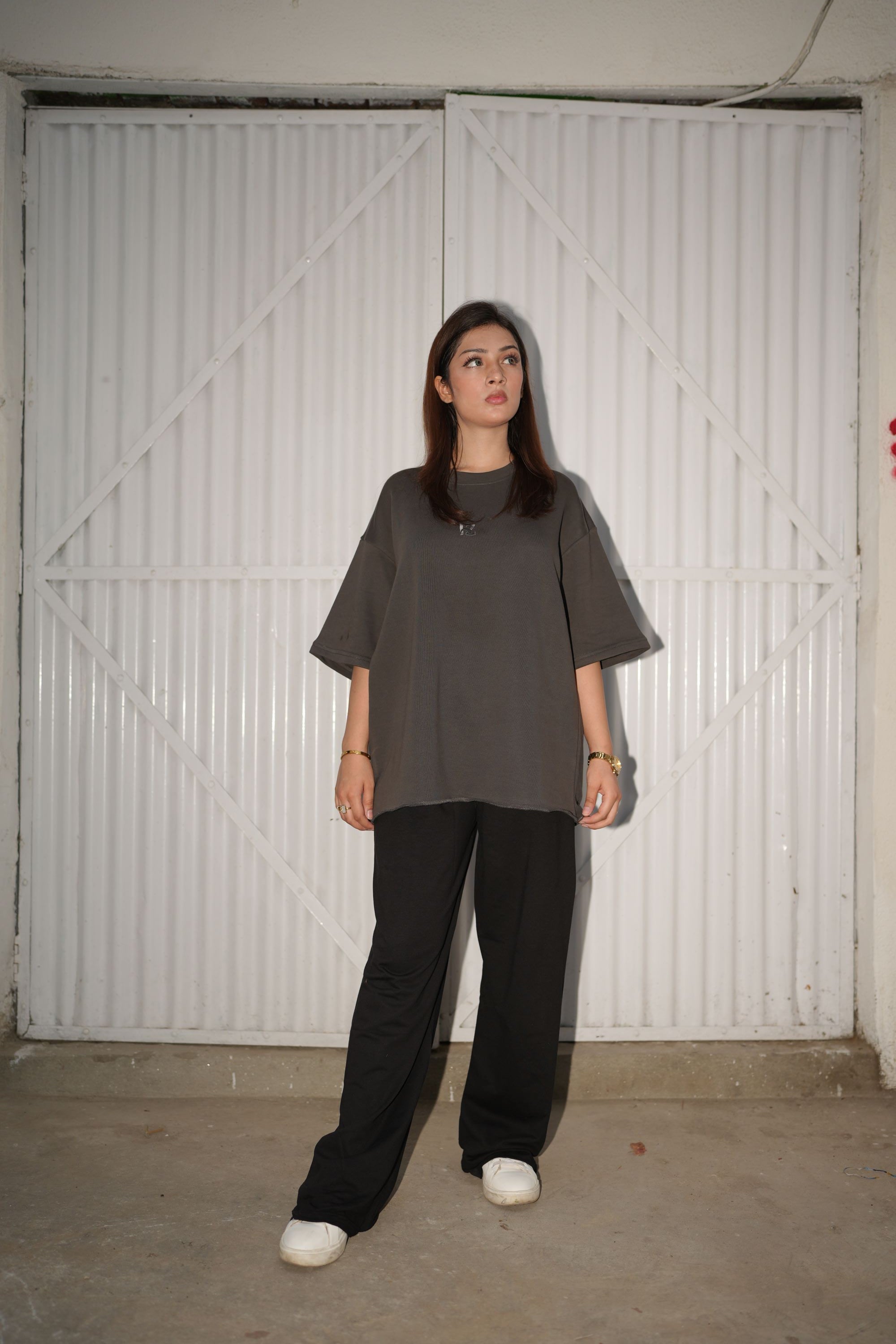 Brown Drop Shoulder T-Shirt by Hussanzaar