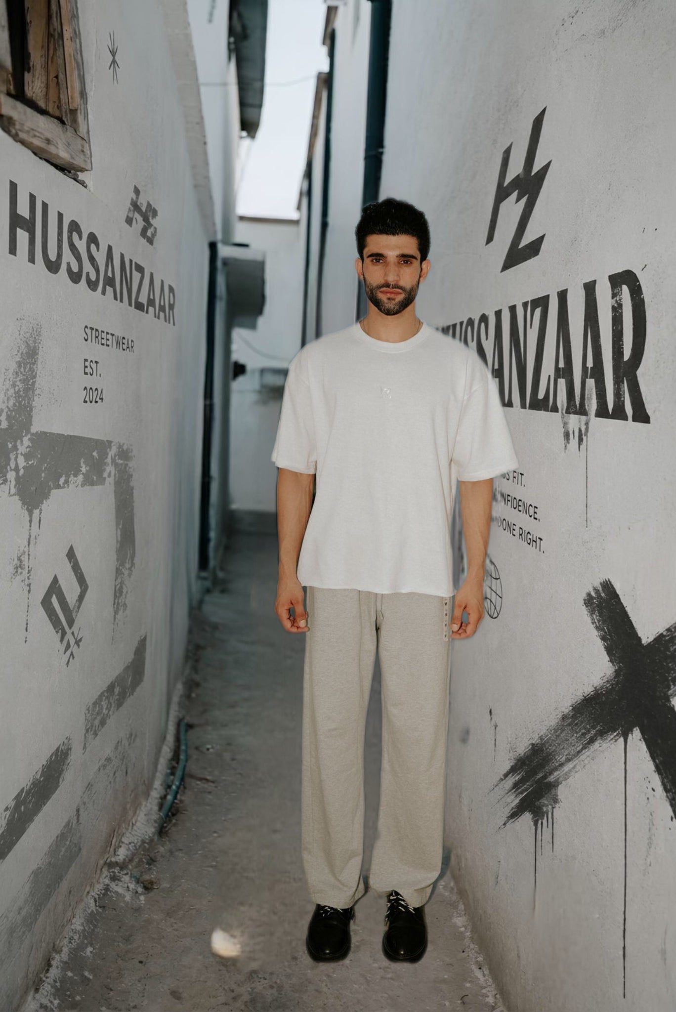 Premium Drop Shoulder T-Shirt by Hussanzaar | White Oversized Tee